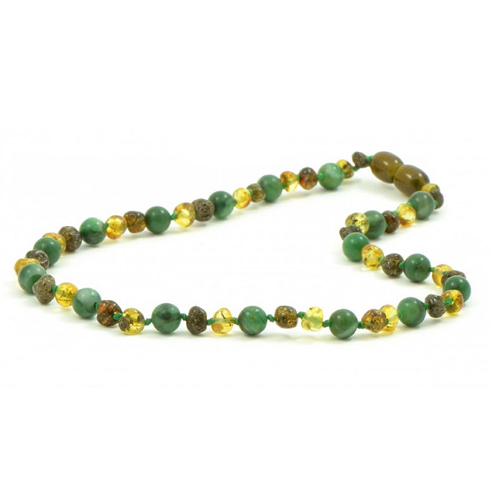 Adult Green Amber and African Jade Mix Necklace